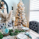 Árvore de Natal Artificial Slim King Flock® de com 650 Luzes LED Branco Quente