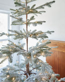 Árvore de Natal Nevada com Galhos Nevados, Suporte Metálico e Micro LEDs Embutidos